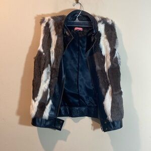 Vintage Stella Forest Real Fur and Leather Jacket Vest